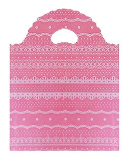 원형 핑크레이스 비닐쇼핑백 두꺼운비닐봉투