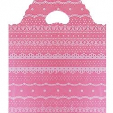 원형 핑크레이스 비닐쇼핑백 두꺼운비닐봉투