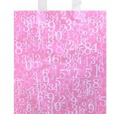 핑크 숫자 M 비닐쇼핑백 손잡이비닐가방