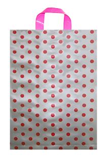 적색땡땡이 M 비닐쇼핑백 끈달린비닐