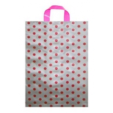 적색땡땡이 M 비닐쇼핑백 끈달린비닐