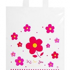 포유핑크 플라워쇼핑백 예쁜비닐백 끈비닐봉투