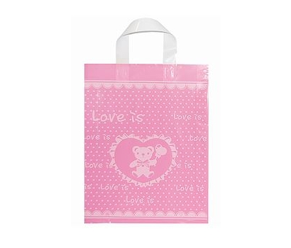 핑크 러브곰 M 비닐쇼핑백 손잡이쇼핑백